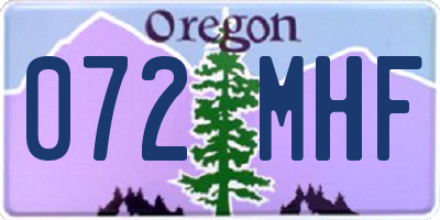 OR license plate 072MHF
