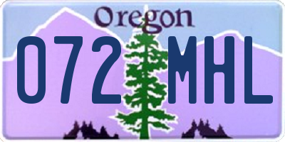 OR license plate 072MHL
