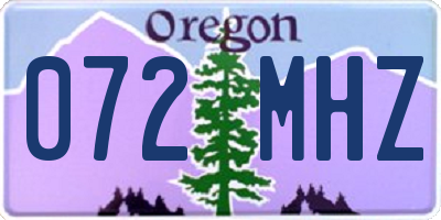 OR license plate 072MHZ