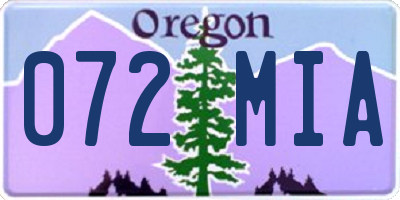 OR license plate 072MIA