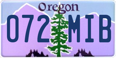 OR license plate 072MIB