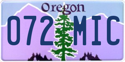 OR license plate 072MIC