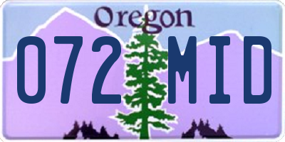 OR license plate 072MID