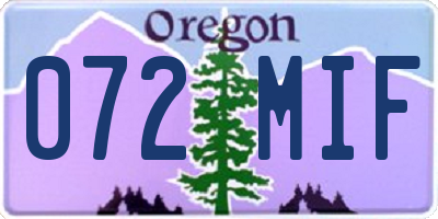 OR license plate 072MIF