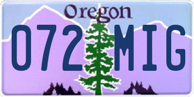 OR license plate 072MIG