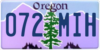 OR license plate 072MIH