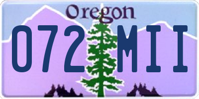 OR license plate 072MII