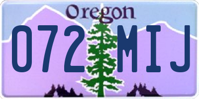 OR license plate 072MIJ