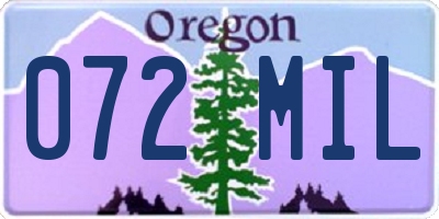 OR license plate 072MIL