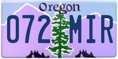 OR license plate 072MIR