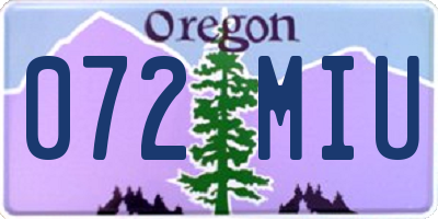 OR license plate 072MIU