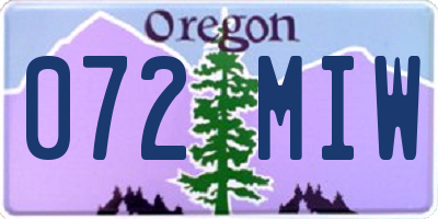 OR license plate 072MIW