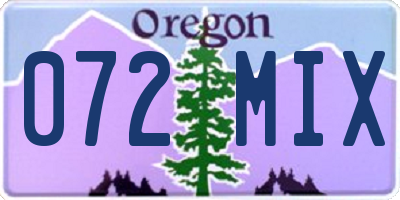 OR license plate 072MIX