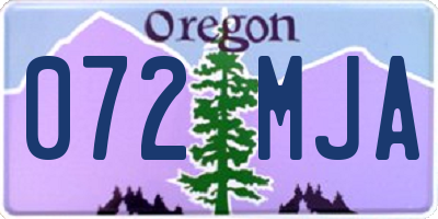 OR license plate 072MJA