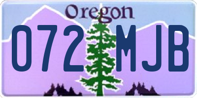 OR license plate 072MJB