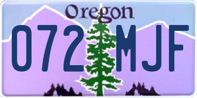 OR license plate 072MJF
