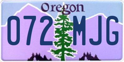 OR license plate 072MJG