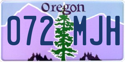 OR license plate 072MJH