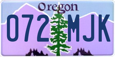 OR license plate 072MJK