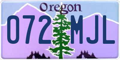 OR license plate 072MJL