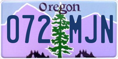 OR license plate 072MJN