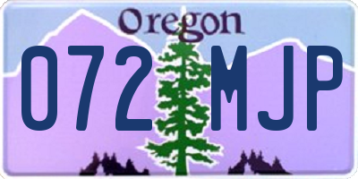 OR license plate 072MJP