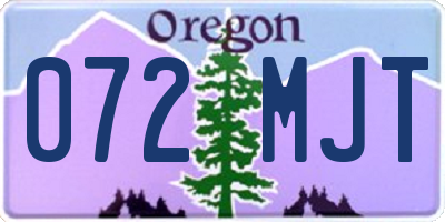 OR license plate 072MJT