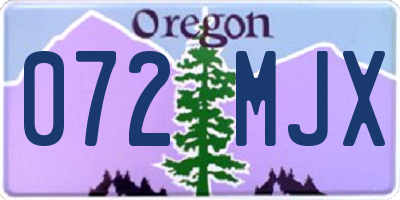 OR license plate 072MJX