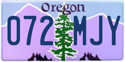 OR license plate 072MJY