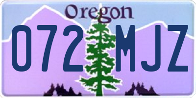 OR license plate 072MJZ