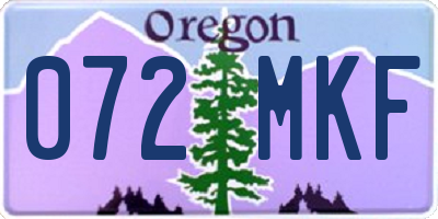 OR license plate 072MKF