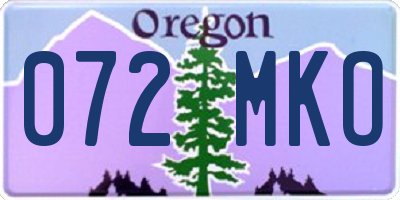 OR license plate 072MKO
