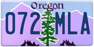OR license plate 072MLA