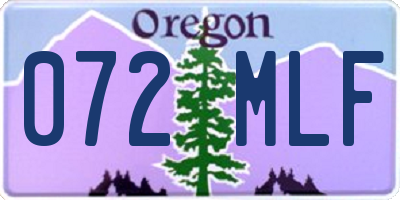 OR license plate 072MLF