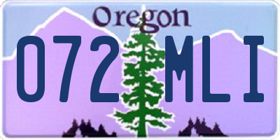 OR license plate 072MLI