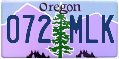 OR license plate 072MLK