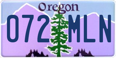 OR license plate 072MLN