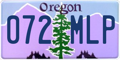 OR license plate 072MLP