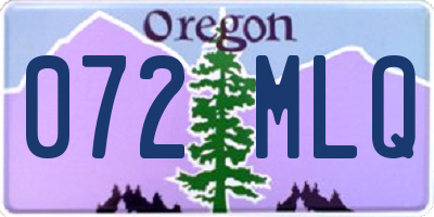 OR license plate 072MLQ