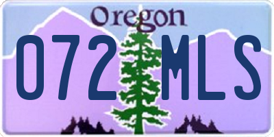 OR license plate 072MLS