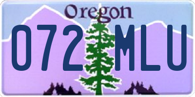OR license plate 072MLU