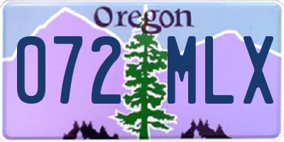 OR license plate 072MLX