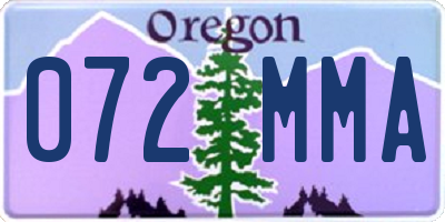 OR license plate 072MMA