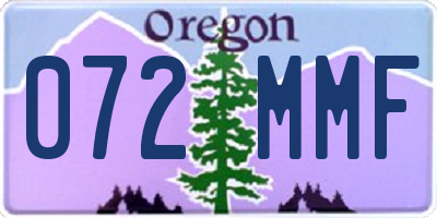 OR license plate 072MMF