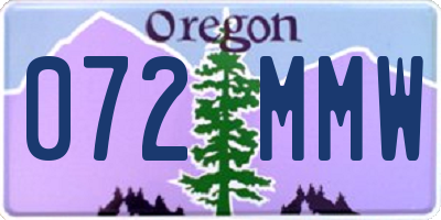 OR license plate 072MMW