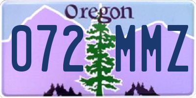 OR license plate 072MMZ
