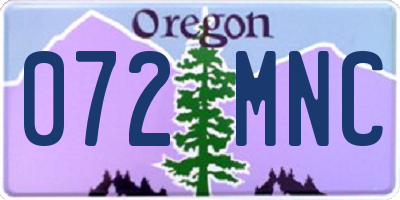 OR license plate 072MNC