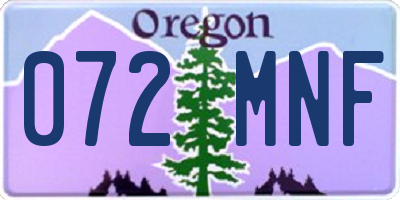 OR license plate 072MNF