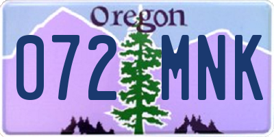 OR license plate 072MNK