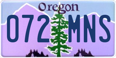 OR license plate 072MNS